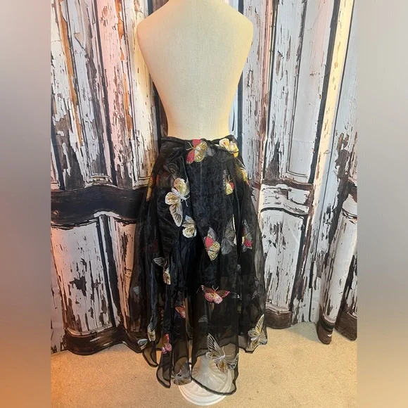 a'gaci Black Butterfly Midi Skirt - Picture 5 of 7